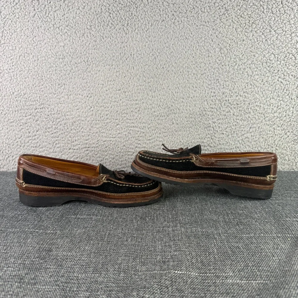 Cole Haan Boat Shoes Mens 8.5 M Black Brown Suede Leather Vibram 12682 Brazil